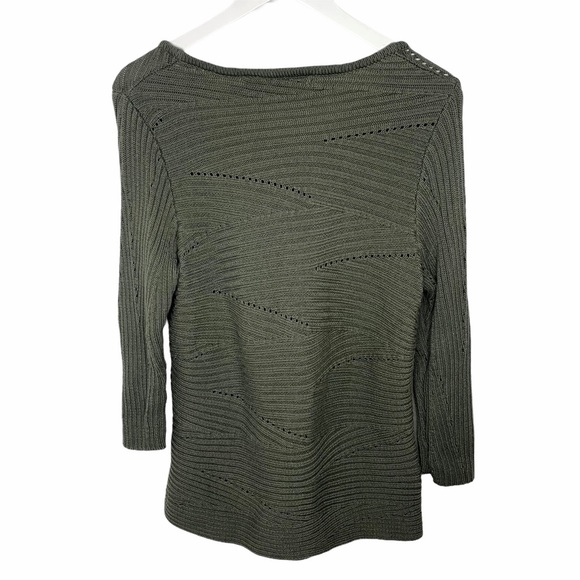 David Brooks Green Woven Cable Knit Sweater - Picture 4 of 11
